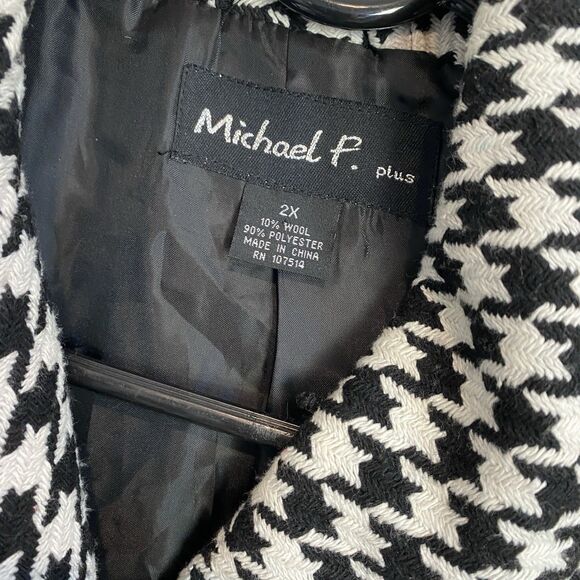 Michael P Plus Pea coat Houndstooth Womens 2X Double Breasted Clueless Tailored - Picture 6 of 10
